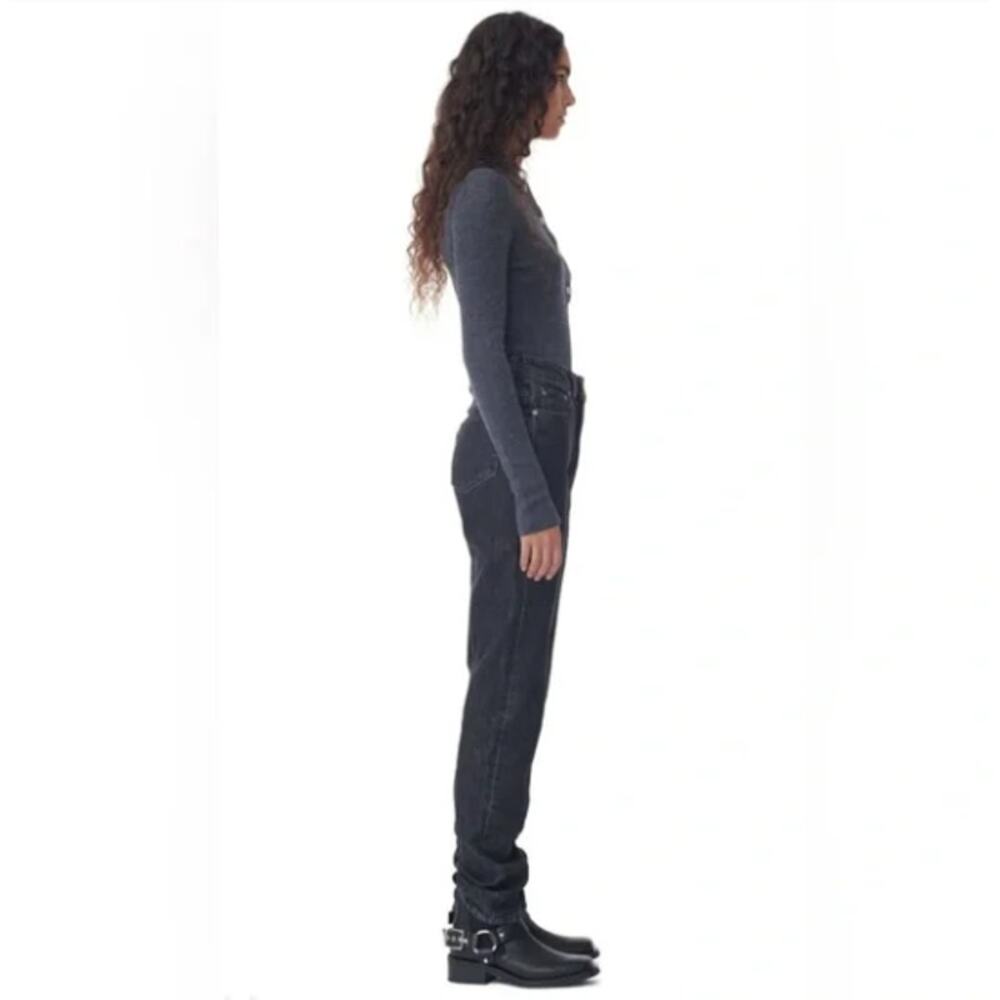 GANNI Black Stone Rigid Denim Swigy Jeans 25 With Patches - Picture 2 of 15